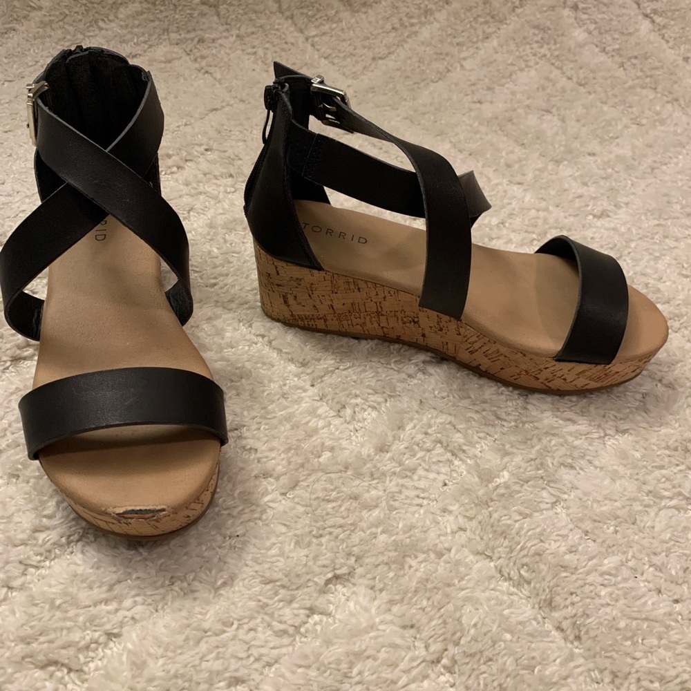 Platform Cork and Black Sandal, size 9